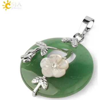 Přívěsek Přívěsek z minerálů s květinovým motivem | přírodní přívěsek, šperk z krystalu - Zelený avanturín