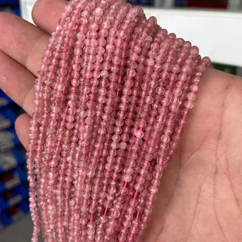 Náramek Minerální korálky | výroba šperků - 33 Jahodový křemen , 2 mm
