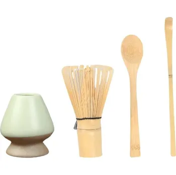 Čajová souprava Čajová sada z bambusu pro přípravu matcha | sada na čaj, bambusová čajová souprava - 3dílná sada azurová