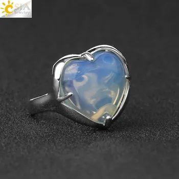 Prsten Nastavitelný prsten s přírodním kamenem | dámský prsten, zásnubní prsten - Opál