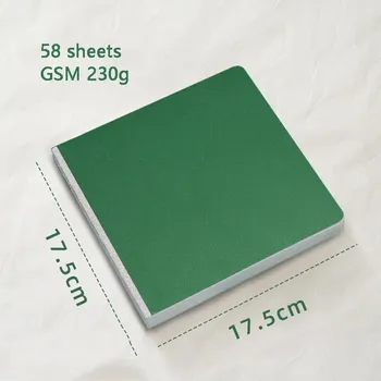 58 stran Akvarelový skicák se silným papírem | papír na malování, blok na akvarel - 17,5-17,5 cm Zelená