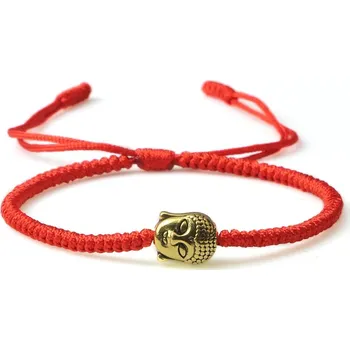 Náramek Provázkový náramek pro štěstí | ručně pletený náramek, ochranný náramek - g buddha červená