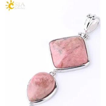 Přívěsek Přívěsek z přírodního kamene ve tvaru kapky | dámský přívěsek, krystal náhrdelník - Linie Rhodonite