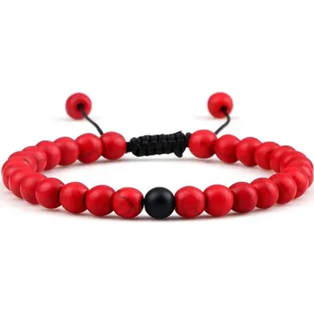 Náramek Náramek z minerálů | náramek pro páry | korálkový náramek - Červeno-matný