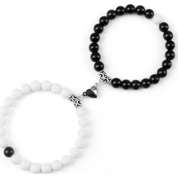 Náramek Partnerské náramky z přírodního kamene Lesklá černo-bílá