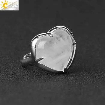 Prsten Nastavitelný prsten s přírodním kamenem | dámský prsten, zásnubní prsten - Bílý krystal