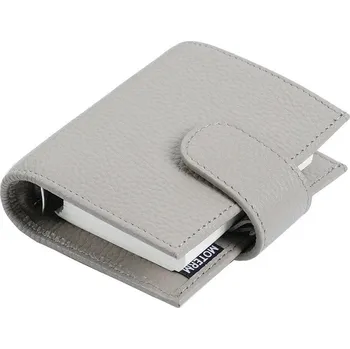 Diář Kožený diář s kroužky na cesty | kožený zápisník | malý diář - Oblázková šedá