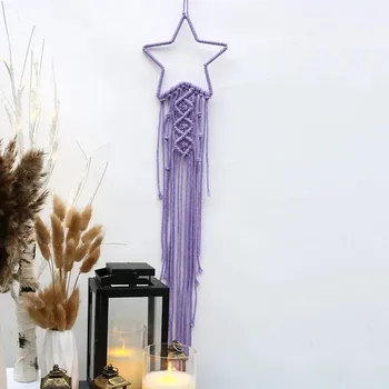 Lapač snů Macramé lapač snů do dětského pokoje | lapač snů | nástěnná dekorace - Fialová hvězda