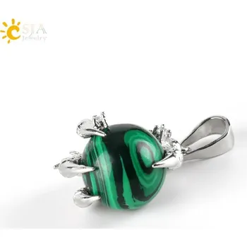 Přívěsek Přívěsek dračí spár s minerálem | přívěsek na krk, ochranný amulet - Malachit
