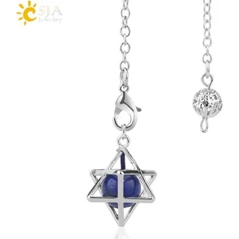 Přívěsek Přívěsek merkaba z přírodního kamene | křišťálové korálky, amulet - Lapis lazuli