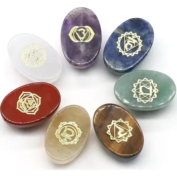 Sada čakrových kamenů pro meditaci a energii | sada přírodních kamenů, čakrové kameny - 20x30mm