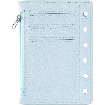 Diář Kožený kapsový diář na zip | kapsový zápisník, kožený plánovač - Oblázková Světle modrá
