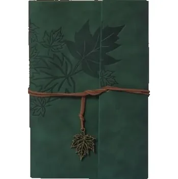 Zápisník Luxusní koženkový vintage zápisník a5 | cestovní deník, školní zápisník s přírodním motivem - armádní zelená , A5 235 x 165 mm