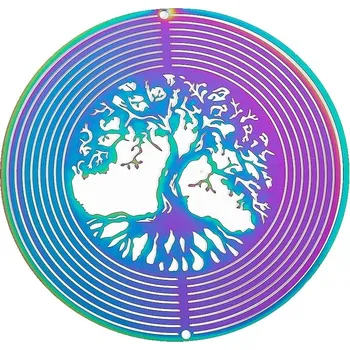 Zahradní dekorace Duhová 3D dekorace, lapač světla do zahrady | větrník zahrada | dekorace větrník - Kulatý strom života