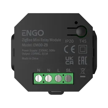 Centrální jednotka pro chytrou domácnost ENGO Controls Mini spínací modul s funkcí opakovače EMOD-ZB, 230 V, černý, ENGO Smart, TUYA