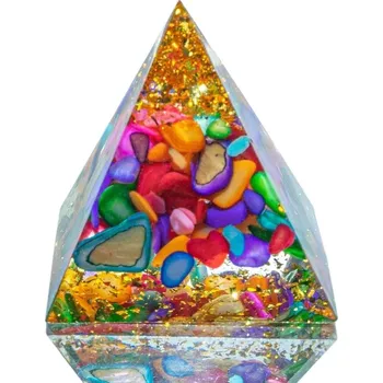 Krystalová pyramida pro meditaci a energii | čakrová pyramida, meditační pomůcka - Barevný achát