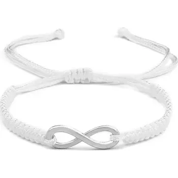 Náramek Ručně pletené infinity náramky pro páry | náramky přátelství, párové náramky - Bílá-S