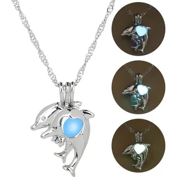 Náhrdelník Svítící náhrdelník s přívěskem | dámský náhrdelník, svítící želva - 06 , Světle modrá