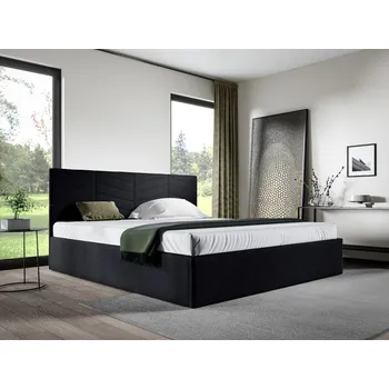 Postel Eka Čalouněná postel ANNA 90x200 cm Barva látky Trinity: (2316) Černá, Úložný prostor: Bez úložného prostoru