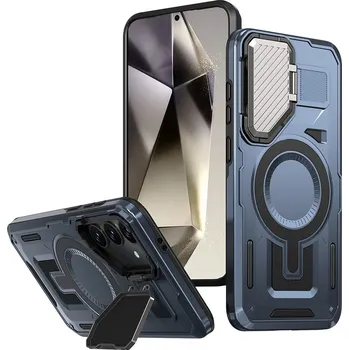 Pouzdro na mobilní telefon Kryt na Samsung Galaxy S24 FE s krytkou na fotoaparát modrý