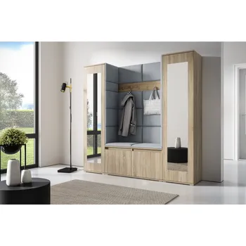 Předsíňová stěna Eka Předsíňová stěna s čalouněnými panely Trinity 31 - Sonoma / Šedá 2314