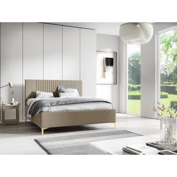 Postel Eka Čalouněná postel LINA+ 90x200 cm Barva látky Trinity: (2303) Světlá béžová, Úložný prostor: Bez úložného prostoru