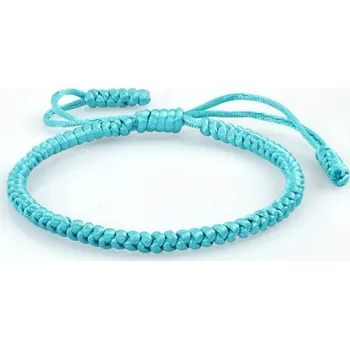 Náramek Modrý náramek štěstí | tibetský náramek, ručně pletený náramek - jezerní modrá