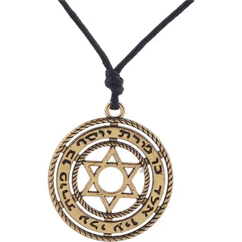 Přívěsek Davidova hvězda v kruhu irských uzlů | amulet přívěsek, magický šperk - provazový řetěz zlatý