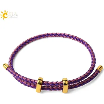 Náramek Pletený náramek s ocelovým lankem | unisex náramek - Modrá Fialová