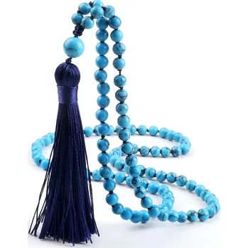 Náhrdelník Japamala korálkový náhrdelník 108 korálků | buddhistický šperk, pánský náhrdelník - Modrý