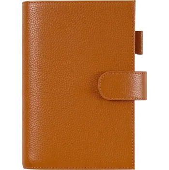 Diář Kožený diář s plánovacím zápisníkem | kožený obal, plánovač - Pebbled Burnt orange