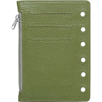 Diář Kožený kapsový diář na zip | kapsový zápisník, kožený plánovač - Oblázková oliva