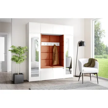 Předsíňová stěna Eka Předsíňová stěna s čalouněnými panely Trinity 32 - Bílá / Okrová 2325