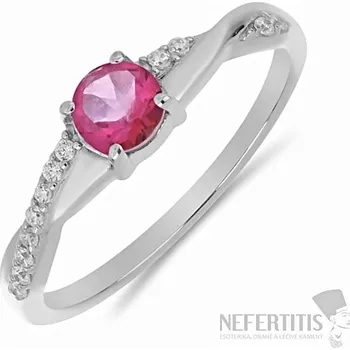 Prsten Prsten stříbrný s Pink topazem a zirkony Ag 925 012722 PT 62 mm (US 10), 1,7 g