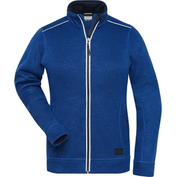 Dámská mikina Dámská pracovní pletená fleecová bunda - Solid JN 897 dark royal melange-navy XXL
