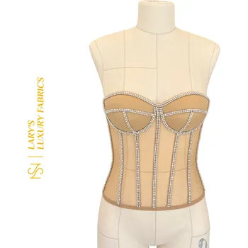 Korzet Tělový podvržený korzet zdobený kamínky