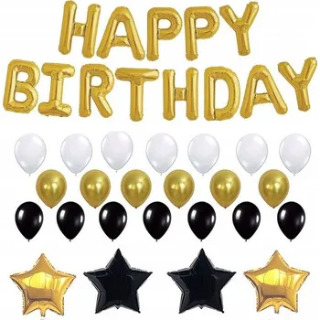 Balónek SADA balónků BÍLÉ ZLATÉ ČERNÉ k 18. 40. NAROZENINÁM