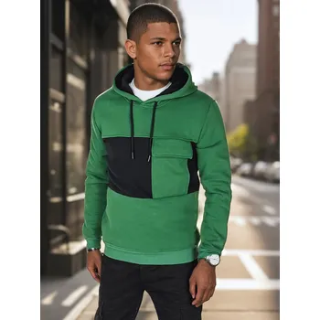 Pánská mikina Pánská mikina s kapucí tmavozelená DStreet zelená 3277275