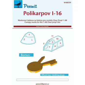 Plastikový model Peewit 1/48 Canopy mask Polikarpov I-16 (CL.PROP)
