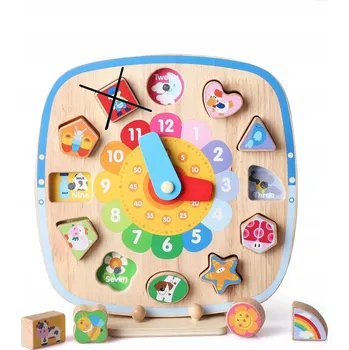 Dřevěná hračka Dřevěné Vzdělávací Hodiny pro Děti Třídění Tvarů Učení