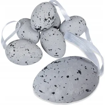 Velikonoční dekorace STYROPOROVÁ VEJCE S TEČKAMI A ZÁVĚSEM Velikonoce DEKORACE 6 KS