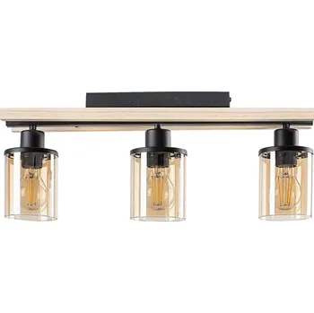 Černé stropní svítidlo Niylah s dekorem dřeva pro žárovku 3x E27 - Rabalux - 71083 - 71083