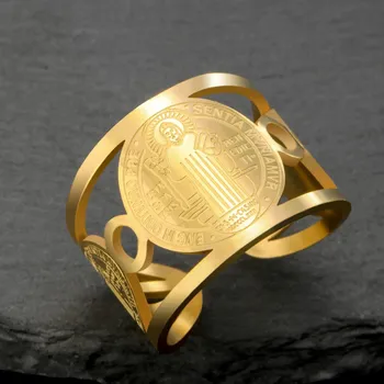 Prsten Amulet bohatství solomon, nastavitelný prsten | ochranný amulet, ocelový prsten - Benedikt zlatý