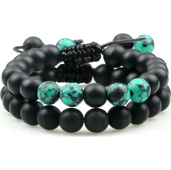 Náramek 2 ks Párové náramky s lávovým kamenem | minerální náramky | stylové náramky - sada 21