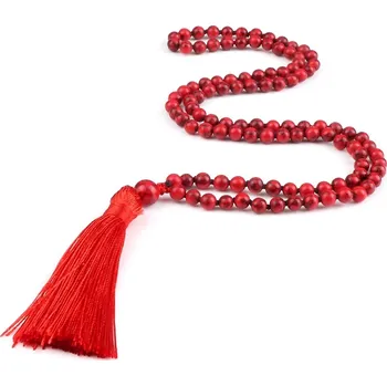 Náhrdelník Mala náhrdelník s přírodním kamenem | buddhistické korále, meditační korále - Červená borovice