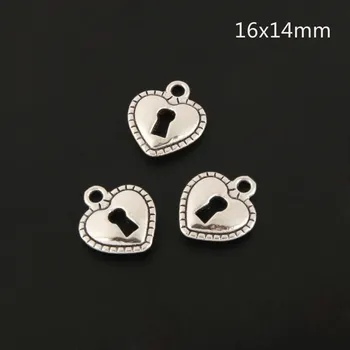 Přívěsek 30 ks Přívěsek srdce a klíč pro diy šperky | přívěsky srdce, diy šperky - A3531 16x14mm