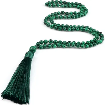 Náhrdelník Mala náhrdelník s přírodním kamenem | buddhistické korále, meditační korále - Zelený malachit