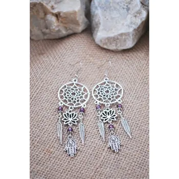 Náušnice Visací náušnice s lapačem snů a minerály | minerální šperky | dámské náušnice - A2