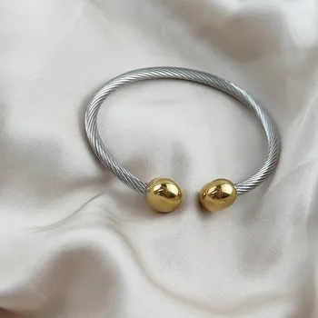 Náramek Náramek ocelový | elegantní šperk | Luxusní doplněk - Ocelové zlato , 54-56 mm