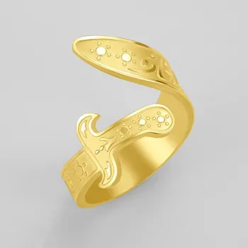 Prsten Prsten s dulfiqar mečem nastavitelný | prsten chirurgická ocel, prsten ocelový - Zlatá barva